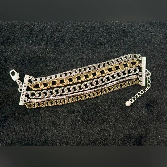 Jenny Bird Mixed Chain Austin Cuff Bracelet – Gold & Silver Tone - Picture 6 of 8